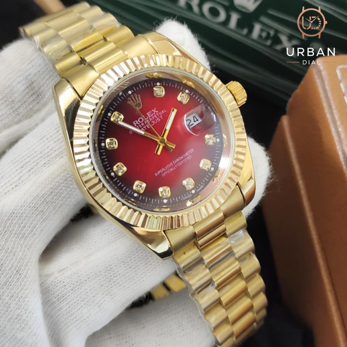 Rolex Oyster Perpetual Datejust with a fluted bezel and jubilee-style bracelet