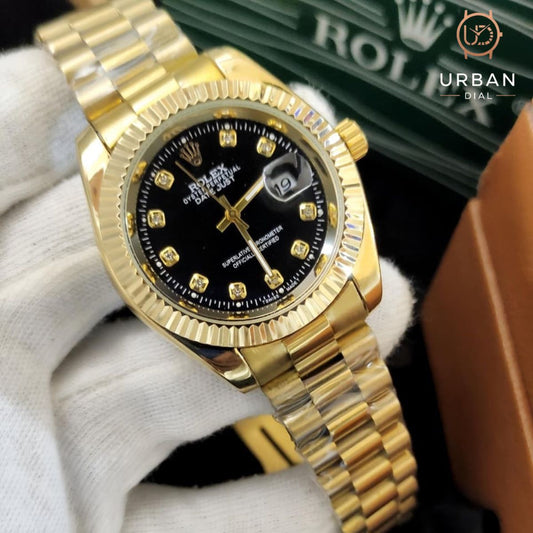 Rolex Oyster Perpetual Datejust with a fluted bezel and jubilee-style bracelet